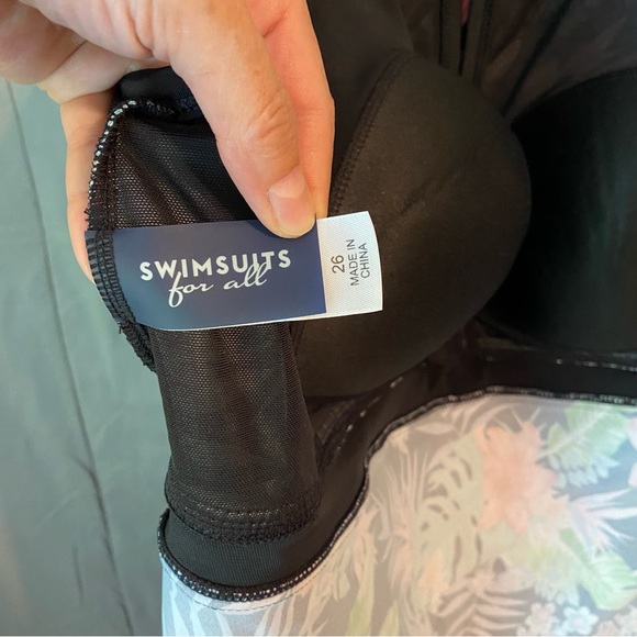 Swimsuits For All Floral Black Tropical Tankini Swimsuit Bathing Top Plus Sz 26 - Picture 12 of 16